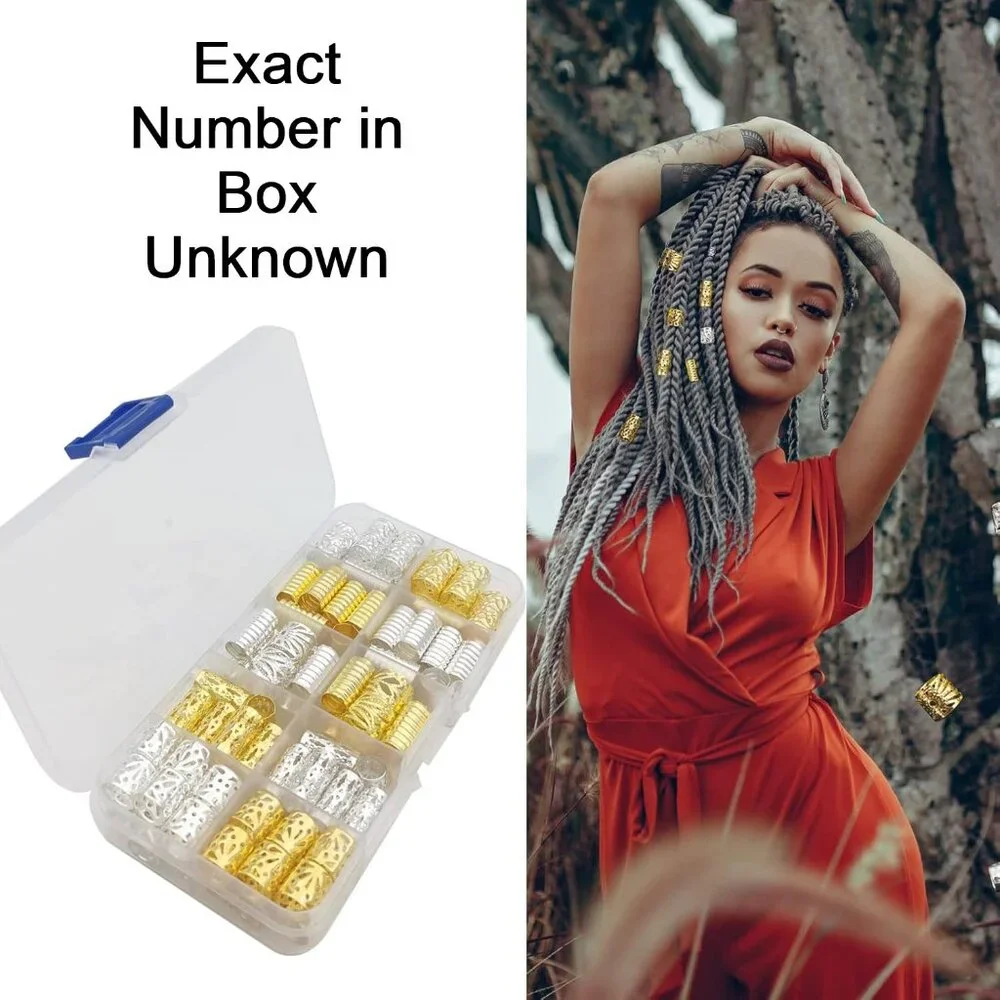3 Boxes Hair Jewelry Accessories Charms for Braids Dreadlocks, Gold Silver Shell